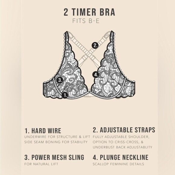 NWT $88 HAH Free People 2-Timer Bra 30-38C fits 30C 32C 34C 36C 38C Brown Sugar - Picture 3 of 16